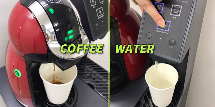 左がコーヒー右が水